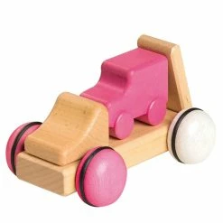 Wholesale ???? Fagus Wooden Mini Car Transporter Pink ????